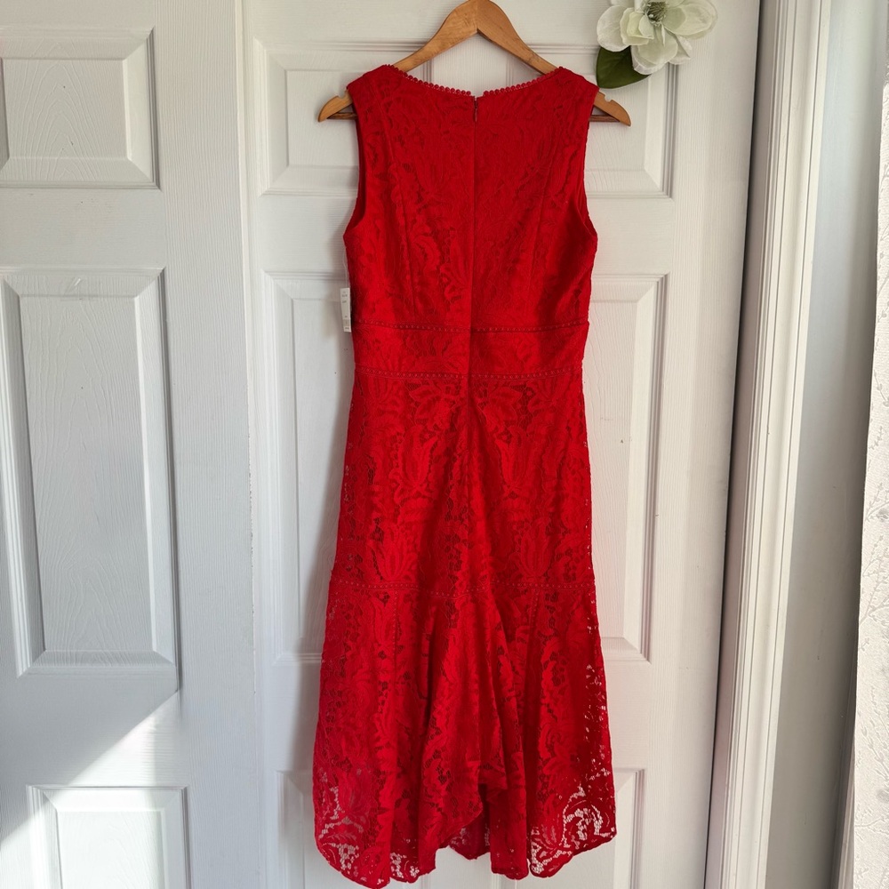 HP🌸 NWT Taylor Red Lace Sleeveless Midi dress size 6 - Picture 3 of 15